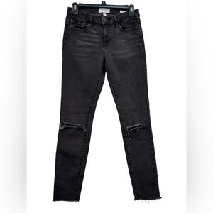 Women’s Frame Black Le De Skinny Jeanne Distressed Knee & Hem Jeans: Size 27